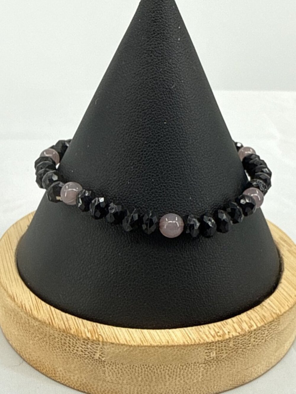 Black Faceted Crystal Beaded Stretch Bracelet Moody Whimsigoth